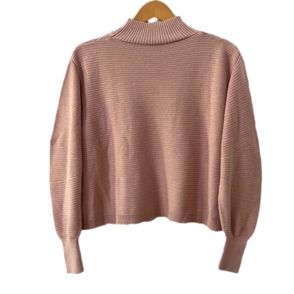 TopShop knitted ribbed mock neck oversized pastel light pink cropped sweater M - Picture 2 of 10